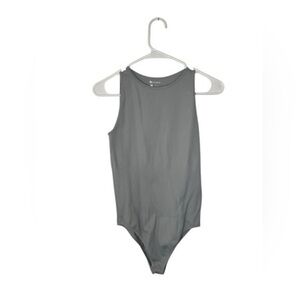 Gray Sleeveless Bodysuit High Neckline One Piece